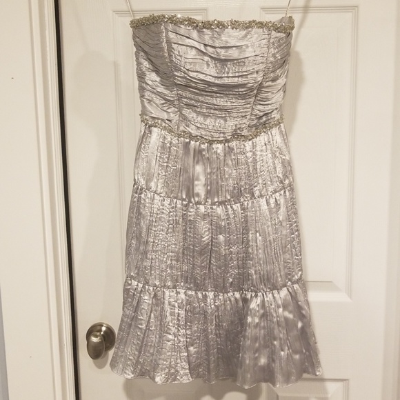 Morgan & Co. Dresses & Skirts - Silver Metallic Strapless Dress